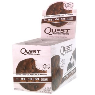 Протеиновое печенье двойная шоколадная крошка Quest Nutrition (Protein Cookie Double Chocolate Chip) 12 шт по 59 г купить в Киеве и Украине