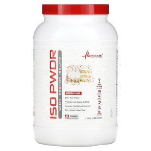 Metabolic Nutrition, ISOpwdr, ізолят сироваткового протеїну, торт до дня народження, 1380 г (3,04 фунта)