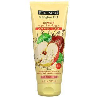 Freeman Beauty, Очищувальна маска з глиною та яблучним оцтом + скраб, 6 рідких унцій (175 мл)