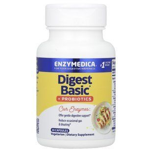 Enzymes and Probiotics, Digest Basic + Probiotics, Enzymedica, 30 capsules