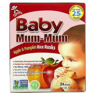 Baby Mum-Mum, рисовые галеты с яблоком и тыквой, Hot Kid, 24 сухарика, 1,76 унции (50 г) купить в Киеве и Украине