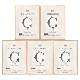 Rael, Beauty, Collagen Facial Sheet Beauty Masks, 5 Sheets, 4.2 fl oz (125 ml)