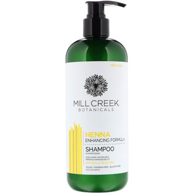 Шампунь з хною, покращена формула, Henna Shampoo, Enhancing Formula, Mill Creek Botanicals, 414 мл