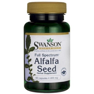 Насіння люцерни, Full Spectrum Alfalfa Seed, Swanson, 400 мг, 60 капсул