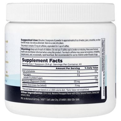 KAL, Energy Magnesium Powder, Pineapple, 5.3 oz (153 g)