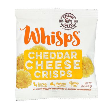Чіпси з сиром Чеддер, снек-пакети, Cheddar Cheese Crisps, Snack Packs, Whisps, 6 пакетиків по 0,63 унції (18 г) кожен