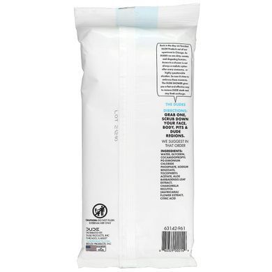 Dude Products, Серветки для душу, на ходу, без запаху, 8 серветок для тіла