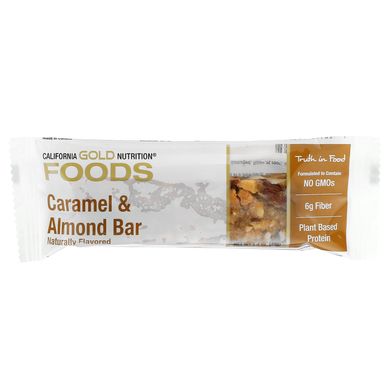 Карамельні та мигдальні батончики California Gold Nutrition (Foods Caramel & Almond Bars) 12 батончиків по 40 г
