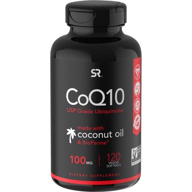 CoQ10 с биоперином и кокосовым маслом Sports Research 120 капсул купить в Киеве и Украине