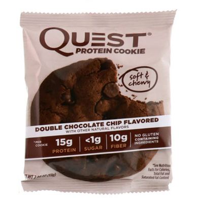 Протеиновое печенье двойная шоколадная крошка Quest Nutrition (Protein Cookie Double Chocolate Chip) 12 шт по 59 г купить в Киеве и Украине