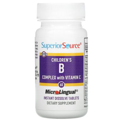 Superior Source, комплекс вітамінів групи B та вітаміну C для дітей, 60 швидкорозчинних таблеток MicroLingual