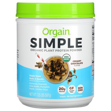 Orgain, Simple, порошок органічного білка, вершковий шоколад, 1,25 фунта (567 г)