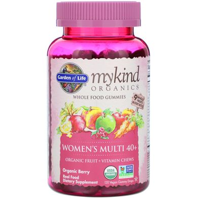 Мультивітаміни для жінок 40+ органік для веганів смак ягід Garden of Life (Women's Multi Mykind Organics) 120 жувальних цукерок
