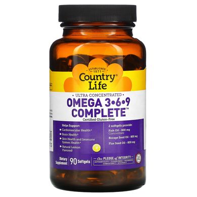 Омега 3-6-9 Country Life (Omega 3-6-9 Complete) 1534 мг 90 капсул