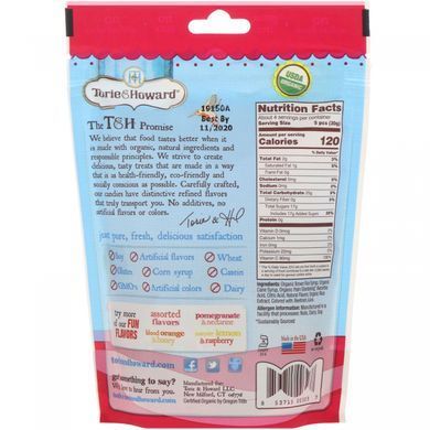 Organic, chewy fruit candies, pomegranate and nectarine, Torie & Howard, 4 oz (113.4 g)