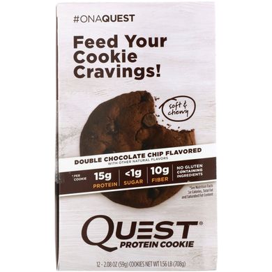 Протеїнове печиво подвійна шоколадна крихта Quest Nutrition (Protein Cookie Double Chocolate Chip) 12 шт по 59 г
