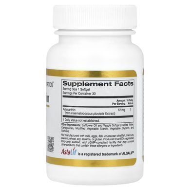 Astaxanthin Astalif California Gold Nutrition (Astaxanthin Astalif) 12 mg 30 vegetarian capsules