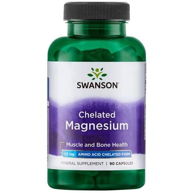 Хелатованих марганцевий гліцинат Альбіон, Albion Chelated Magnesium Glycinate, Swanson, 133 мг, 90 капсул