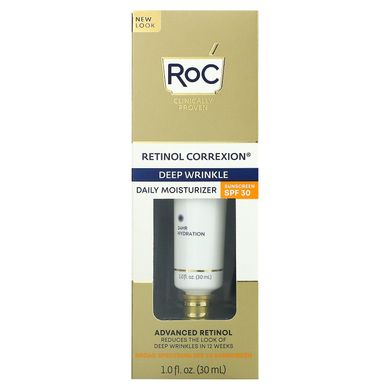RoC, Retinol Correxion, щоденний зволожуючий засіб для глибоких зморшок, SPF 30, 1 рідка унція (30 мл)