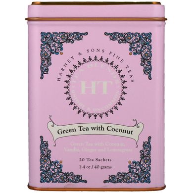 Зелений чай з тайським смаком, Green Tea with Thai Flavors, Harney & Sons, 20 чайних пакетиків, 1,4 унції (40 г)