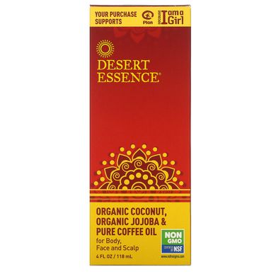 Масло кокоса жожоба и кофе органик Desert Essence (Coconut Jojoba & Coffee Oil) 118 мл купить в Киеве и Украине