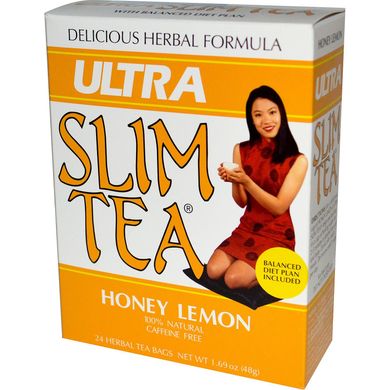 Чай для схуднення Ultra Slim, мед з лимоном, Hobe Labs, 24 пакетика трав'яного чаю, 1,69 унції (48 г)