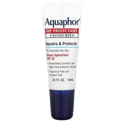 Захисний засіб для губ + сонцезахисний крем SPF30 широкого спектру дії Aquaphor (Lip Protectant + Sunscreen Broad Spectrum SPF 30) 10 мл