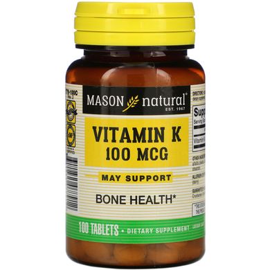 Вітамін К Mason Natural (Vitamin K) 100 мкг 100 таблеток