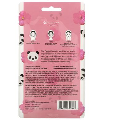 Маска для лица, панда, гибискус, Character Face Mask, Panda, Hibiscus, Nu-Pore, 1 лист купить в Киеве и Украине