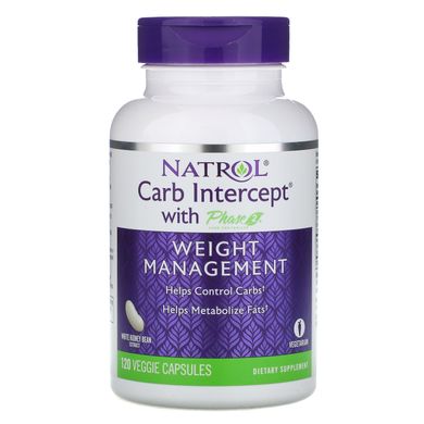 Перехоплювач вуглеводів фаза 2 Natrol (Carb Intercept Phase 2) 500 мг 120 капсул