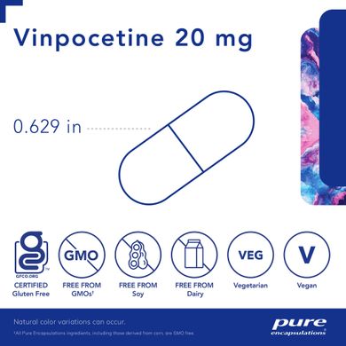 Вінпоцетин Pure Encapsulations (Vinpocetine) 20 мг 60 капсул