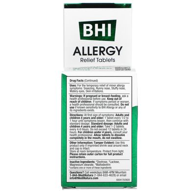 BHI, засіб від алергії, MediNatura, 100 таблеток