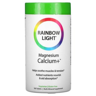 Магній і кальцій +, Magnesium Calcium +, Rainbow Light, 180 таблеток