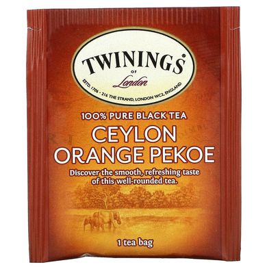 Цейлонський апельсиновий чай пекое, Twinings, 20 чайних пакетиків, 1,41 унції (40 г)