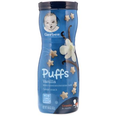 Дитячі пуфи від 8 місяців ваніль Gerber (Puffed Grain Snack 8+ Months Vanilla) 42 г