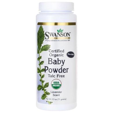 Сертифікований органічний дитячий порошок без тальку з лавандовим ароматом Swanson (Certified Organic Baby Powder Talc-Free Lavender Scent) 71 г