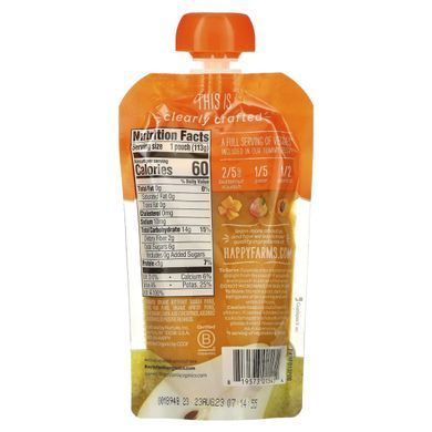 Organic Baby Food, Stage 2, 6 + Months, Squash, Pears & Apricots, Happy Family Organics, 113 g