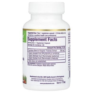 Triphala for detoxification Paradise Herbs (Triphala) 60 plant capsules