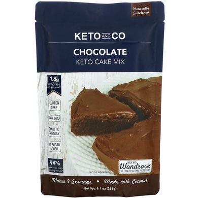 Keto and Co, Суміш для торта Keto, шоколад, 9,1 унції (258 г)