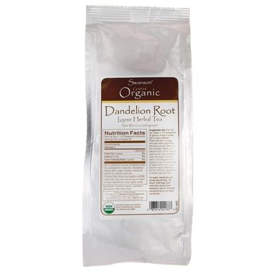 Сертифікований органічний трав'яний чай з кульбаби, Certified Organic Dandelion Root Loose Herbal Tea, Swanson, 91 г