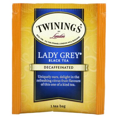 Чай Lady Grey, натуральний без кофеїну, Twinings, 20 пакетиків, 40 г