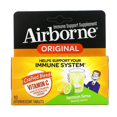 Шипучі таблетки, Лимон і лайм, AirBorne, 10 таблеток