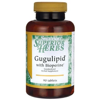 Гугуліпід з біоперіном (стандартизовано), Gugulipid with Bioperine (Standardized), Swanson, 90 таблеток