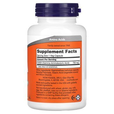 Gamma-aminobutyric acid 750 mg 100 capsules