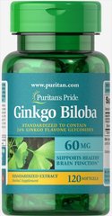 Гинкго билоба Puritan's Pride (Ginkgo Biloba Standardized Extract) 60 мг 120 капсул купить в Киеве и Украине