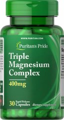 Потрійний магнієвий порошок комплекс, Triple Magnesium Complex, Puritan's Pride, 400 мг Trial Size, 30 капсул