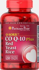 Коензим Q-10 Q-SORB ™ + червоний дріжджовий рис, Q-SORB ™ Co Q-10 Plus Red Yeast Rice, Puritan's Prideг, 120 капсул