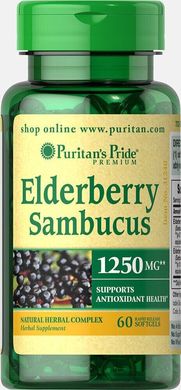 Бузина Puritan's Pride (Elderberry Sambucus) 1250 мг 60 капсул