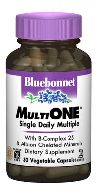 Мультивітаміни із залізом Bluebonnet Nutrition (MultiONE) 30 гелевих капсул