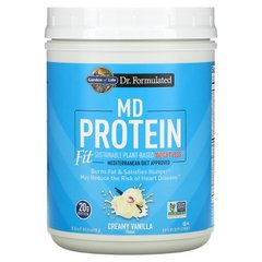 Garden of Life, MD Protein Fit, стійке зниження ваги на рослинній основі, кремова ваніль, 21,34 унції (605 г)
